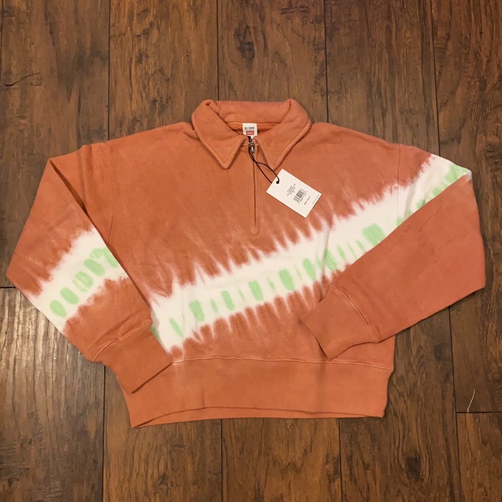 RE/DONE '70s Half Zip Cotton Fleece Sweatshirt